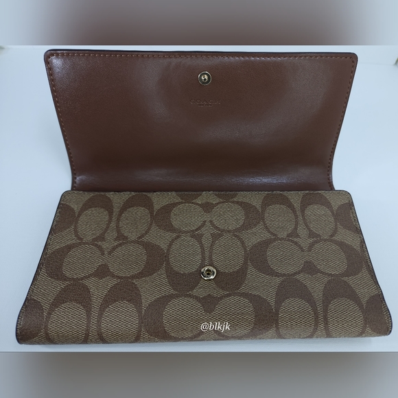 Coach Signature Smooth Leather And Coated Canvas Tri Fold Wallet NWOT *Brown* - Picture 14 of 15